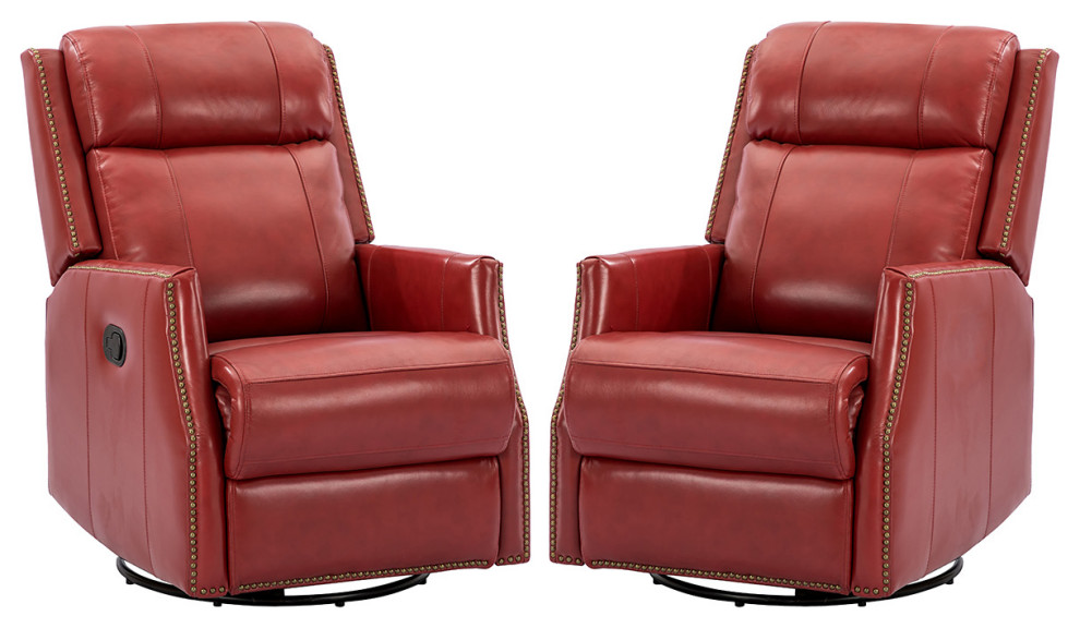 Genuine Leather Manual Swivel Recliner  Set of 2   Contemporary   Recliner Chairs   by Karat Home  Houzz