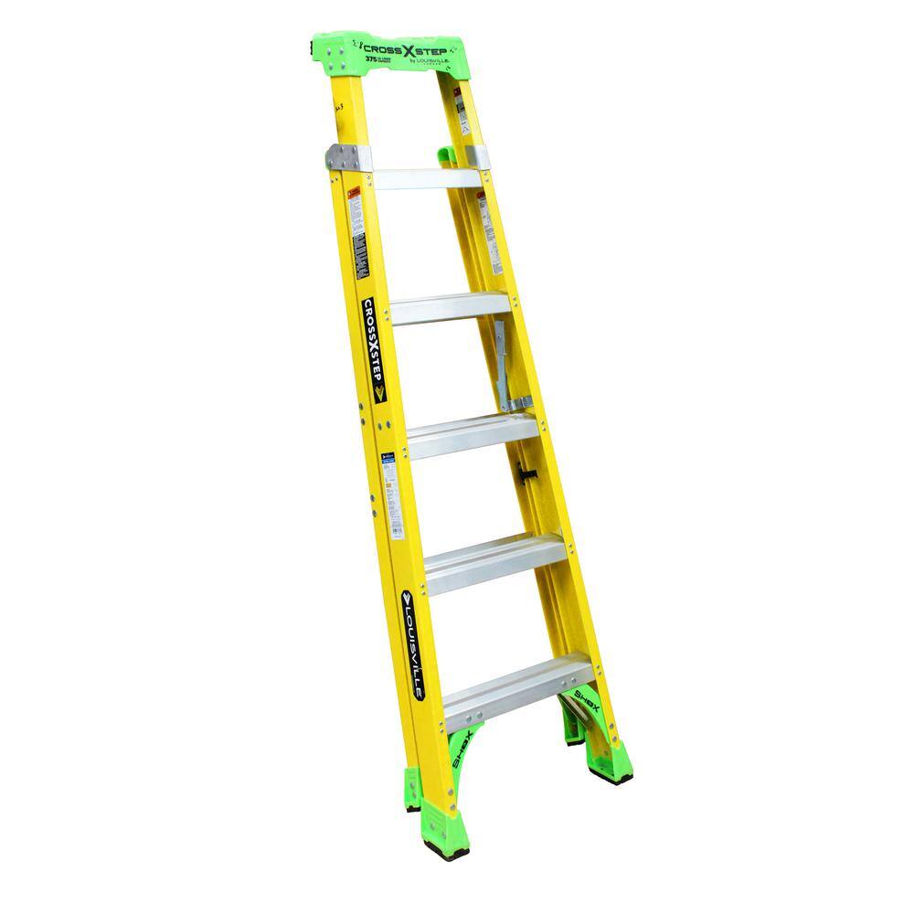 Louisville Ladder 6 ft. Fiberglass Cross Step Ladder with 375 lbs. Load Capacity Type IAA Duty Rating FXS1406HD