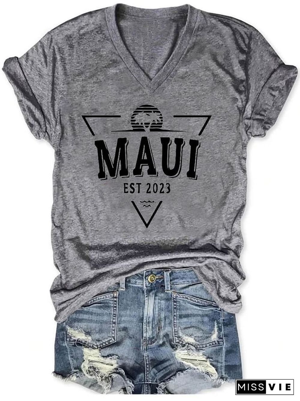 Women's Casual Maui Est 203 Print Short Sleeve T-Shirt