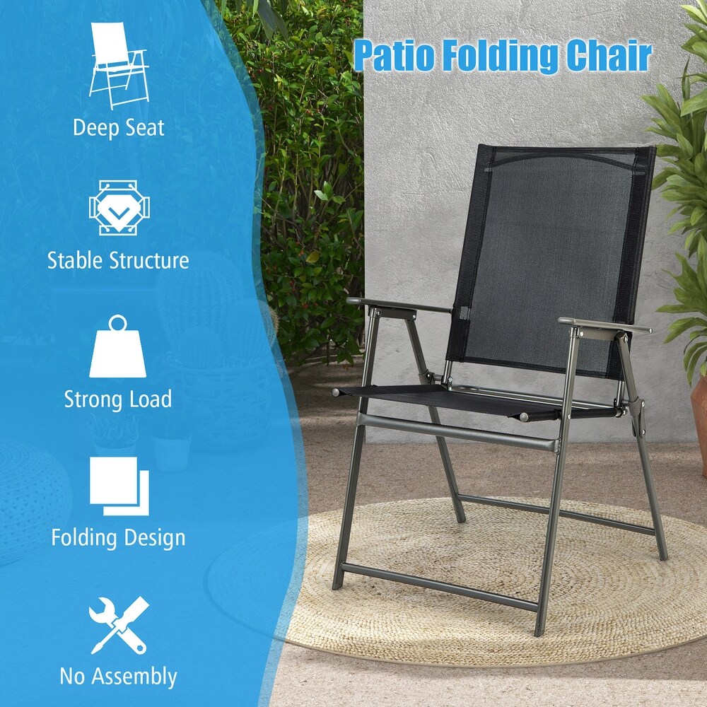 Gymax 2PCS Patio Portable Metal Folding Chairs Dining Chair Set