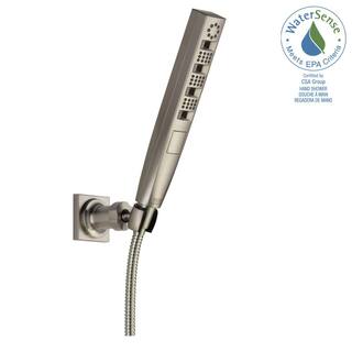 Delta 4-Spray Patterns 1.75 GPM 1.43 in. Wall Mount Handheld Shower Head with H2Okinetic in Lumicoat Stainless 55140-SS-PR