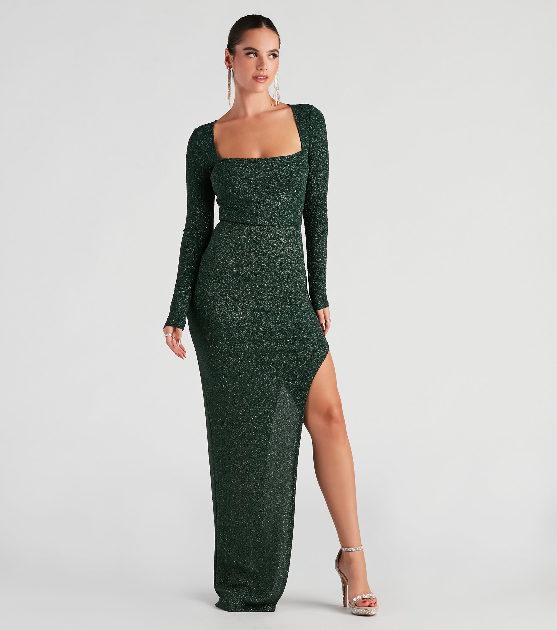 Kelly Formal Glitter Cowl Neck Dress