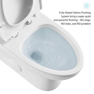 Logmey 12 in. Rough-In 1-piece 1.28 GPF Single Flush Elongated Toilet in White Seat Included H-LMTLC-76