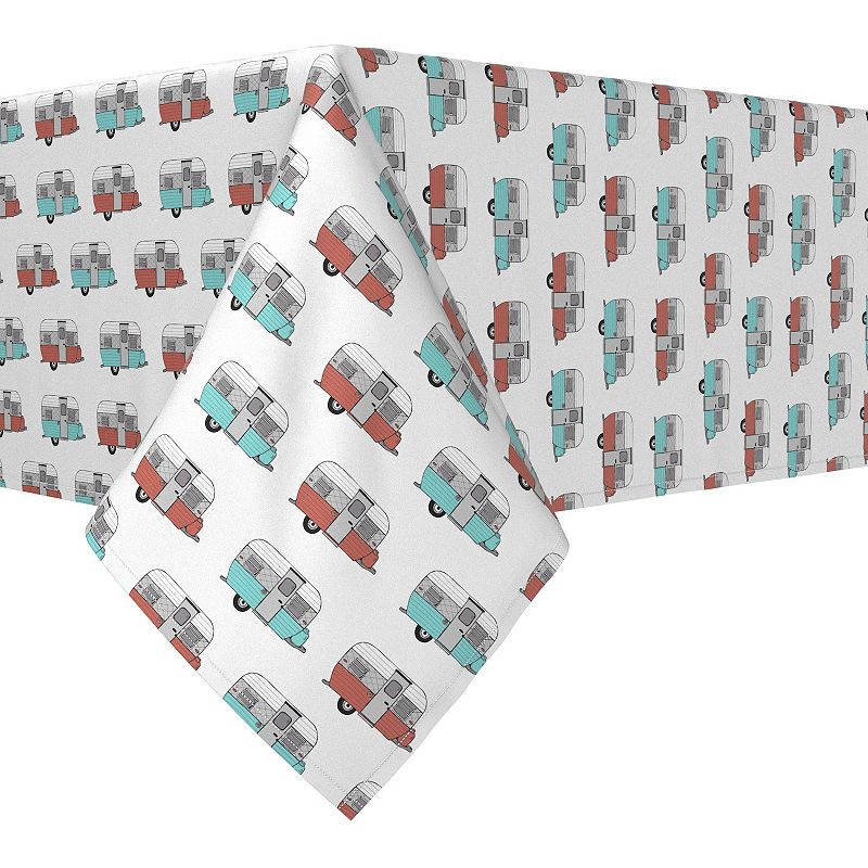 Rectangular Tablecloth， 100% Cotton， 52x104， Retro Trailer Camper