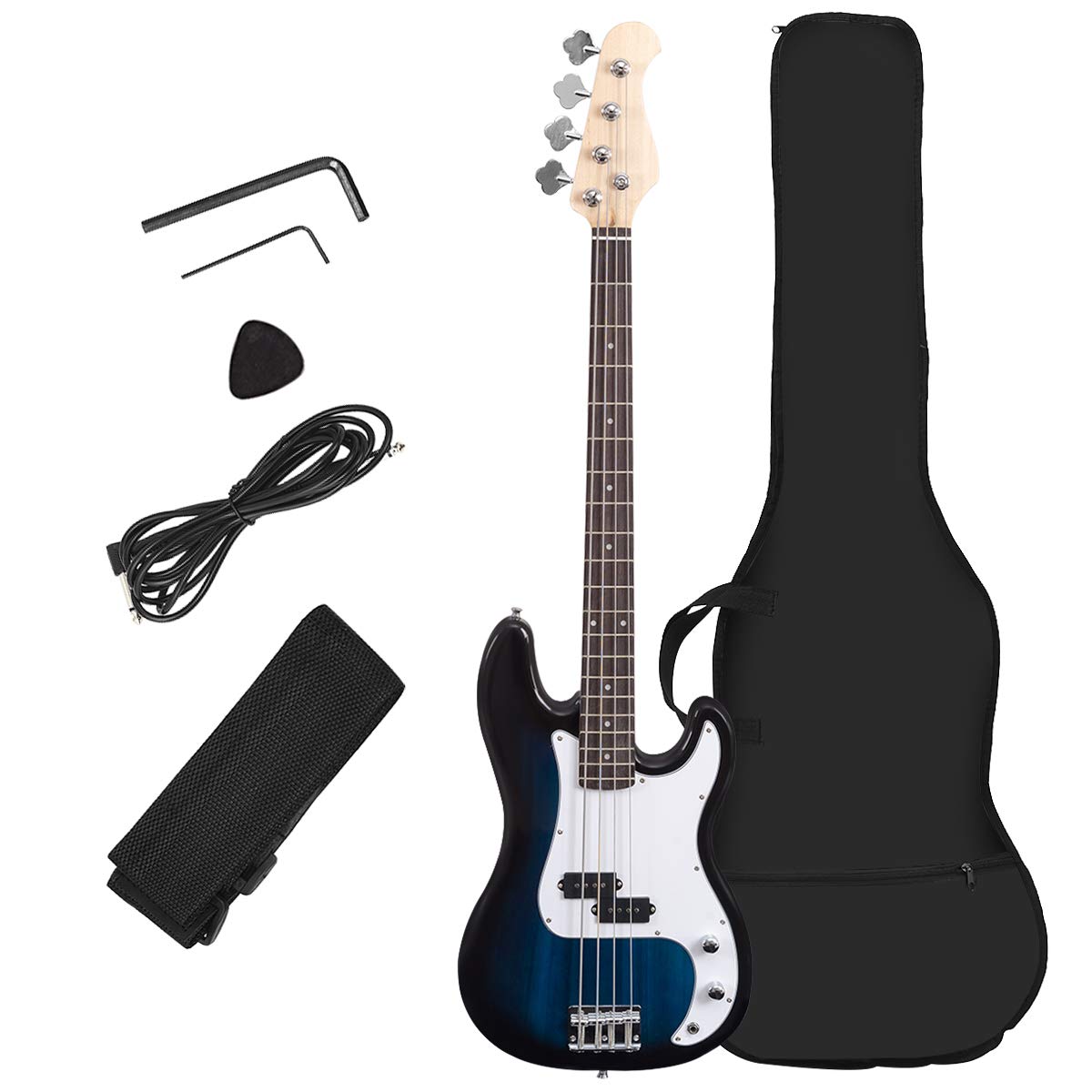 Costzon Full Size Electric 4 String Bass Guitar for Beginner Starter Complete Kit,w/Two Pickups & Two Tone Control