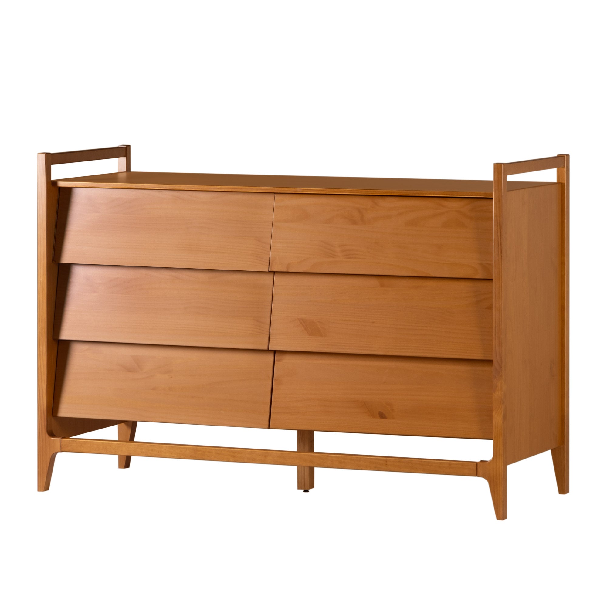 Manor Park Modern Angle-Front 6-Drawer Wood Dresser, Caramel