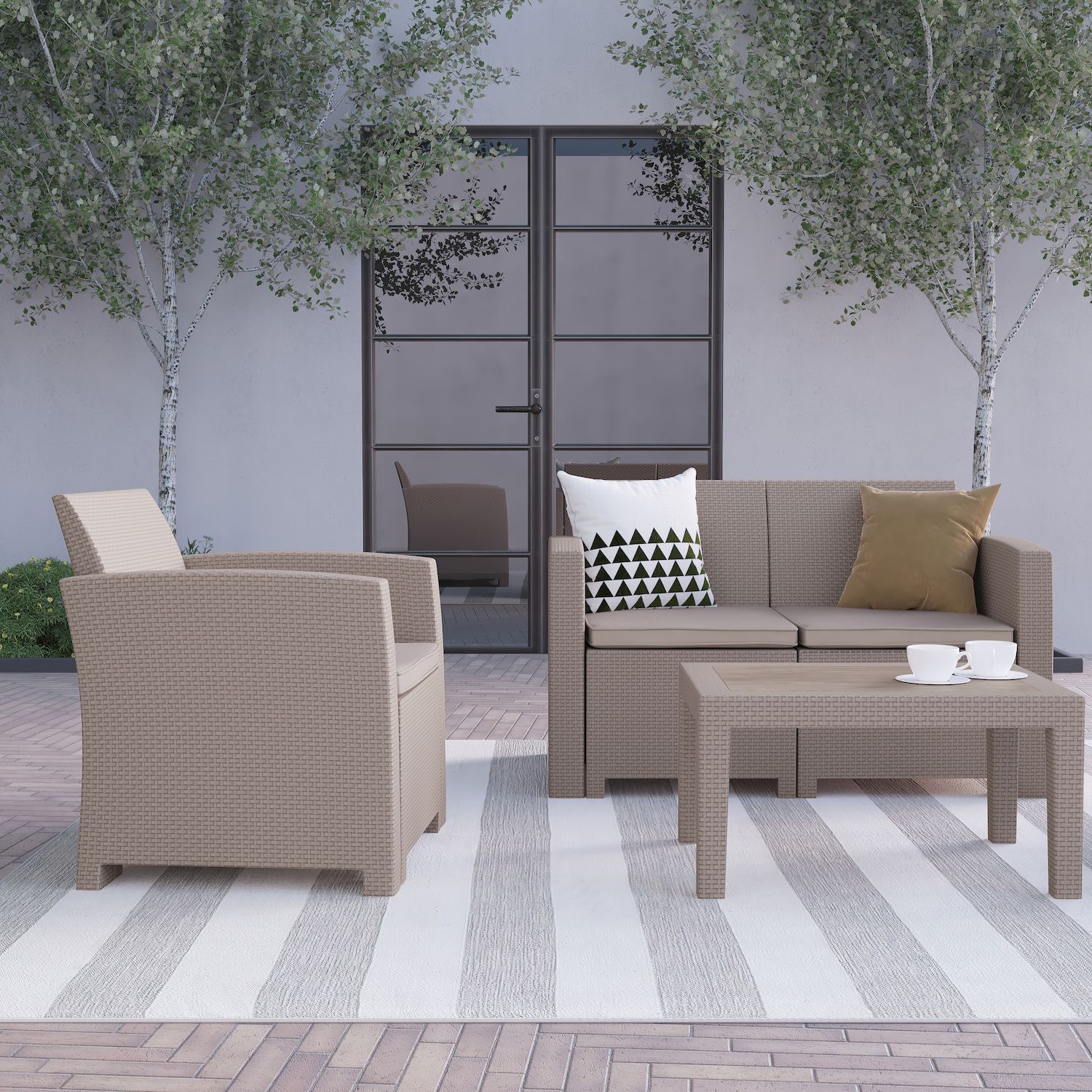 Flash Furniture Patio Chair， Loveseat and Coffee Table 4-piece Set