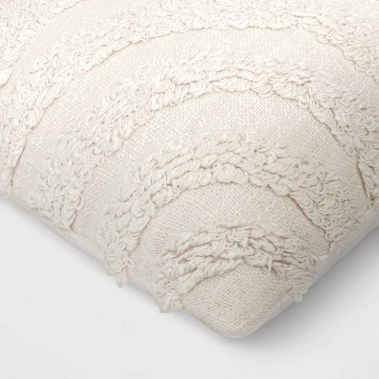 Tufted Curve Patterned Square Throw Pillow Ivory - Threshold™