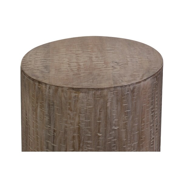 Wanderloot Drum Gray Wash Mango Wood Round End Table - 18''L x 18''W x 24''H