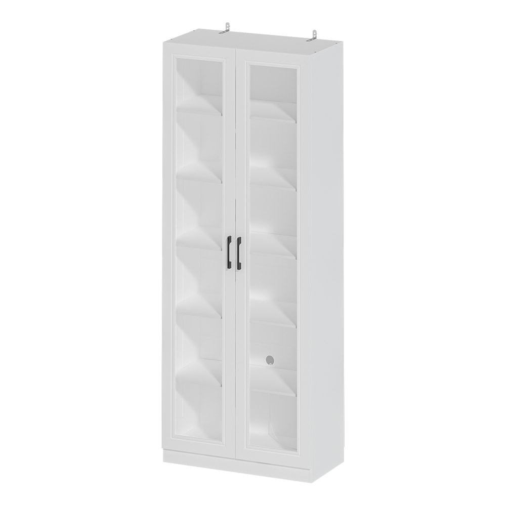 78.7”H Tall Bookcase Storage Cabinet with 5 Tier Shelves   2 Doors   78.7\