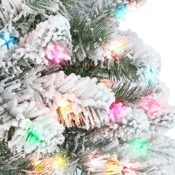 6.5' Flocked Virginia Pine Artificial Christmas Tree Multicolor Lights