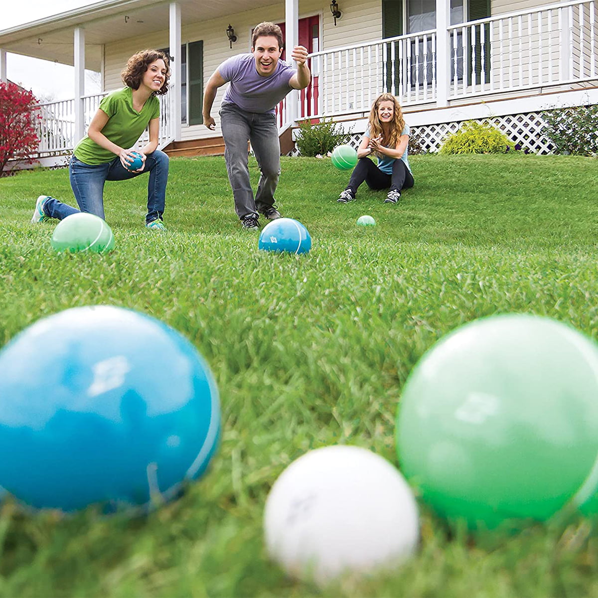 East Point Official Tournament Bocce Ball Set with Travel Bag， Regulation Size， Outdoor Fun Backyard Lawn Game