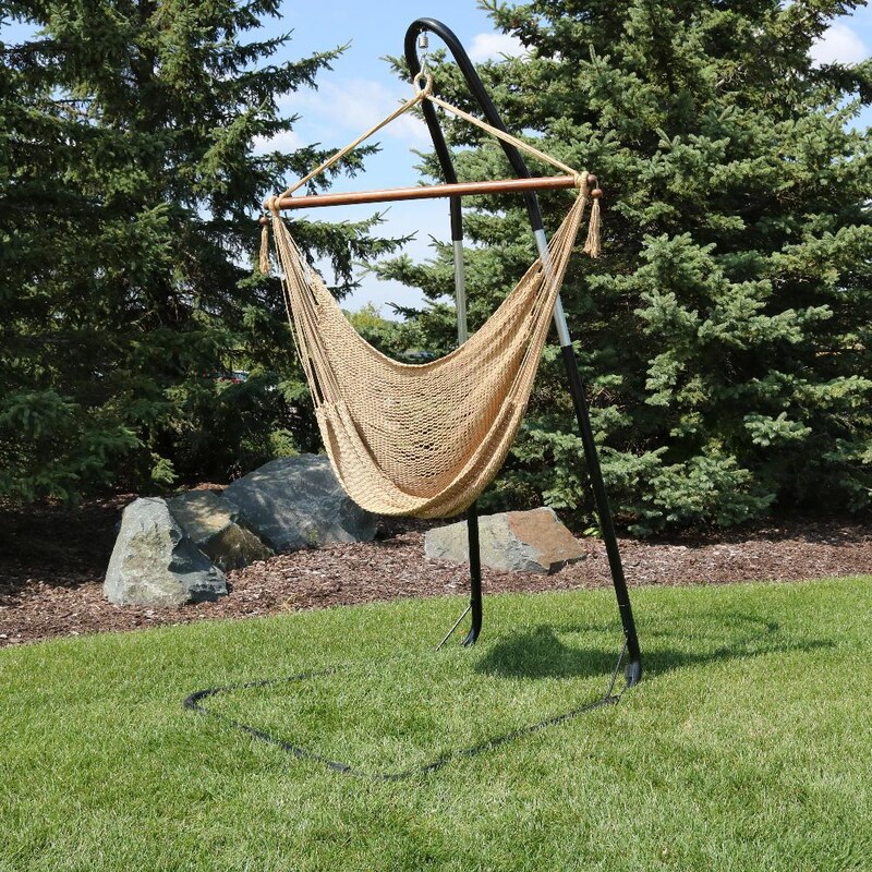 Ultimate Patio Extra Large Hanging Caribbean Hammock Chair w/ Adjustable Chair Stand