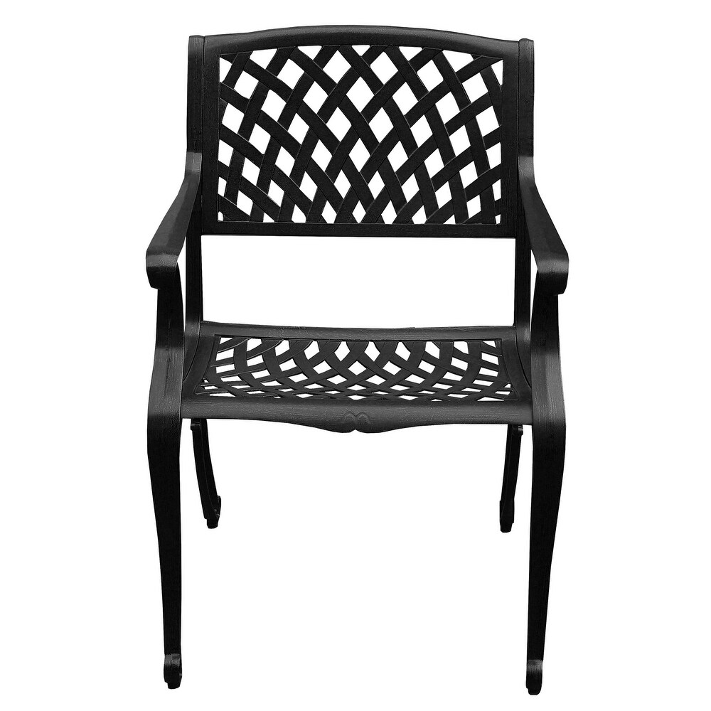 Outdoor Lattice 95 inch Bronze Oval Dining Set with Eight Arm Chairs