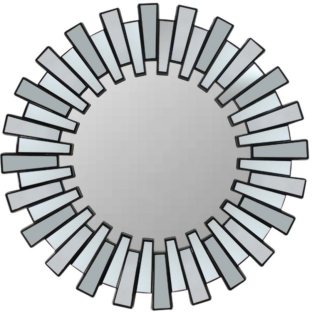 Round Matte Black Aztec Sunburst Wall Mirror