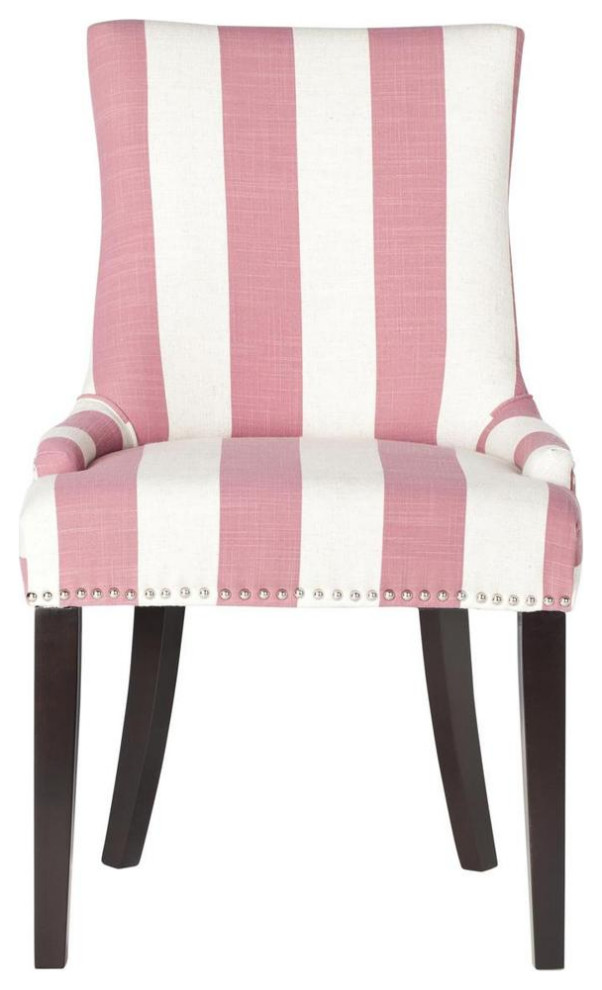 De De 19  x27 x27h Awning Stripes Dining Chair set of 2 Silver Nail Heads Pink   Contemporary   Dining Chairs   by Peachtree Fine Furniture  Houzz