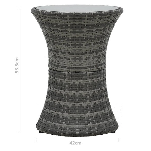 vidaXL Patio Side Table Drum Shape Gray Poly Rattan