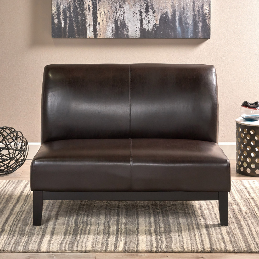 Massimo Leather Loveseat   Transitional   Loveseats   by GDFStudio  Houzz