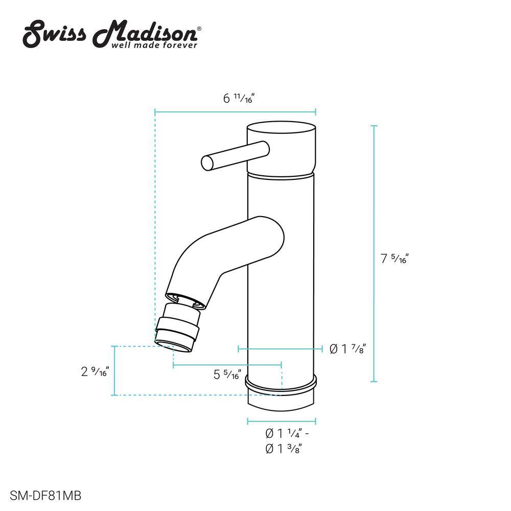 Swiss Madison Ivy Single-Handle Bidet Faucet in Matte Black SM-DF81MB