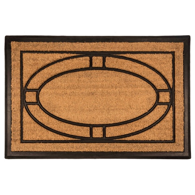 X 2 x27 5 quot Ellipse Indoor outdoor Recycled Rubber coir Doormat Natural black Entryways