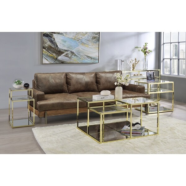 ACME Uchenna Rectangular End Table in Clear and Gold