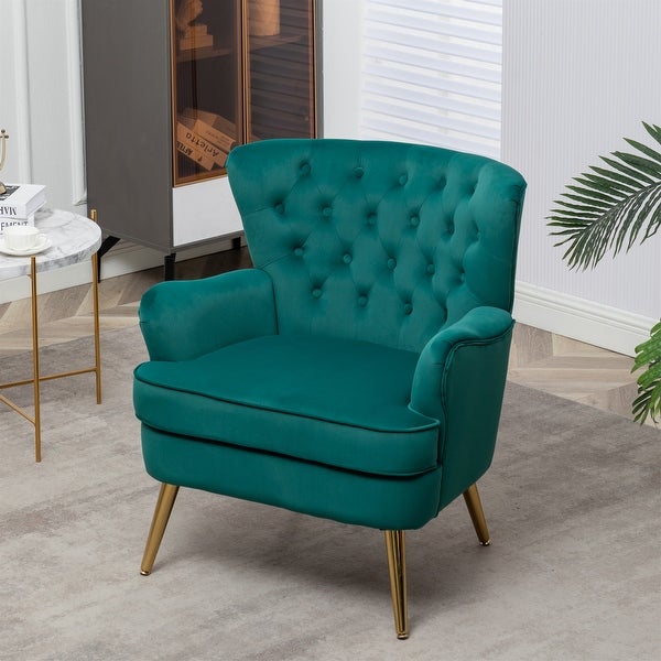 Modern Button Tufted Accent Chairs Velvet Side Sitting Chair - 29