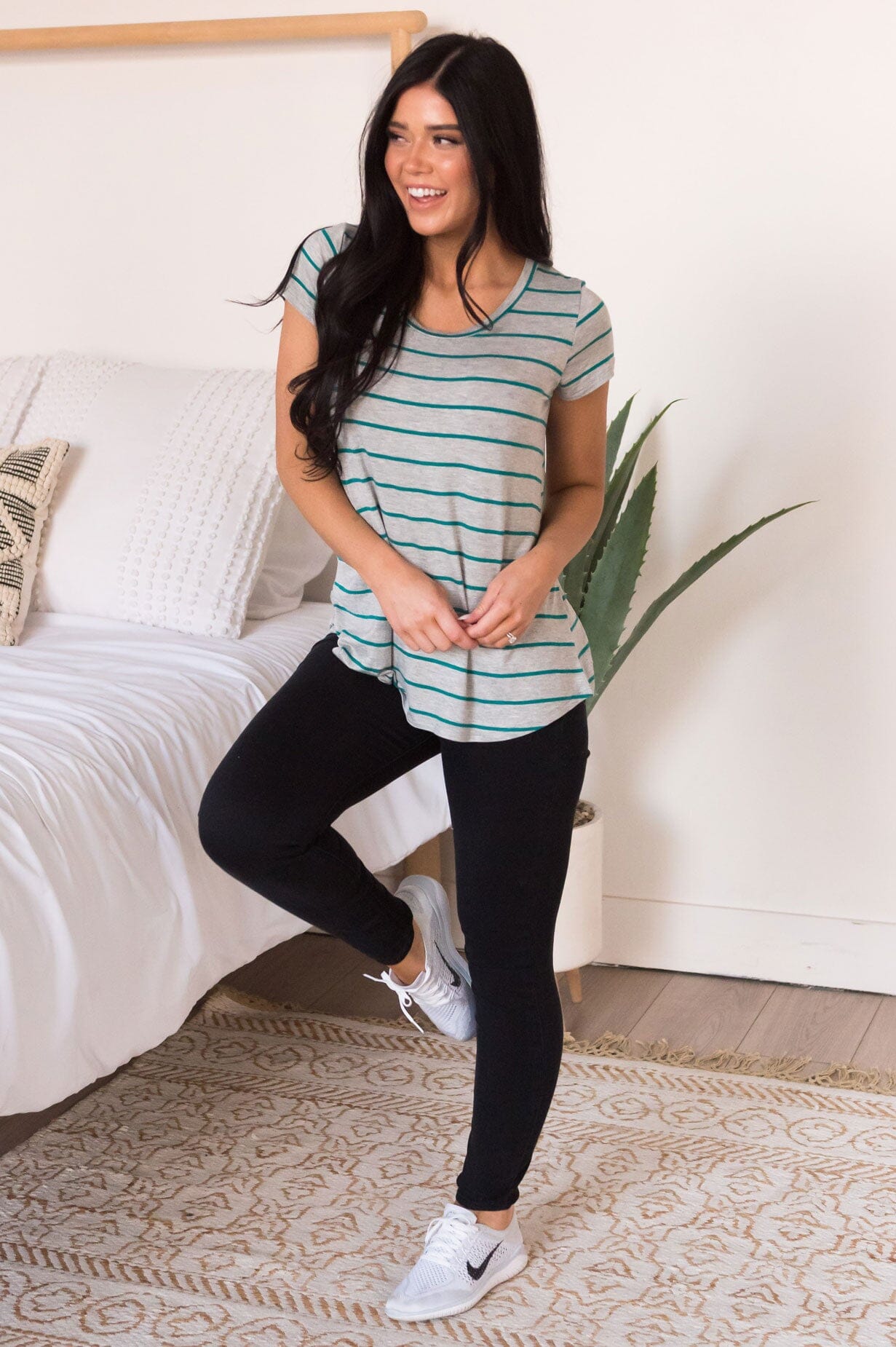 Casual Stripes Modest Tee