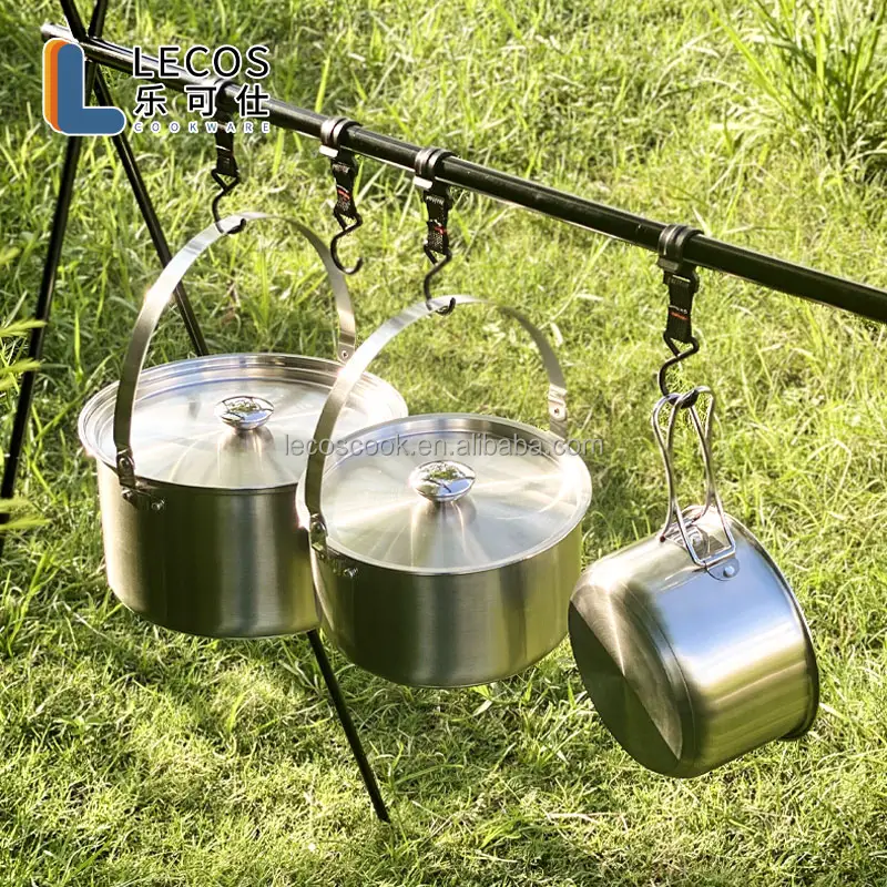 Camping Cookware Set  Compact Stainless Steel Combo Kit with Travel Tote Bag Rugged Outdoor