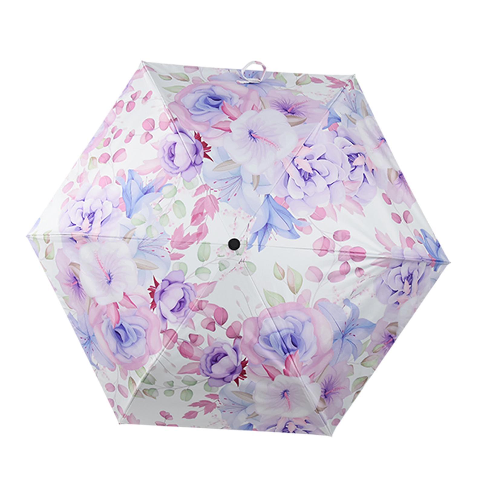 Compact Umbrella Lightweight Compact Manual Open And Close Umbrella For Rain Light Violet Coating