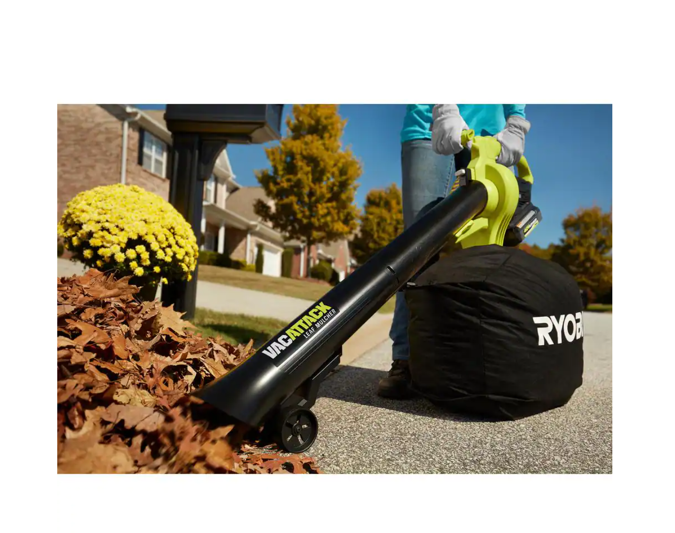 RYOBI RY40451 40V Vac Attack Cordless Leaf Vacuum/Mulcher with 5.0 Ah Battery and Charger