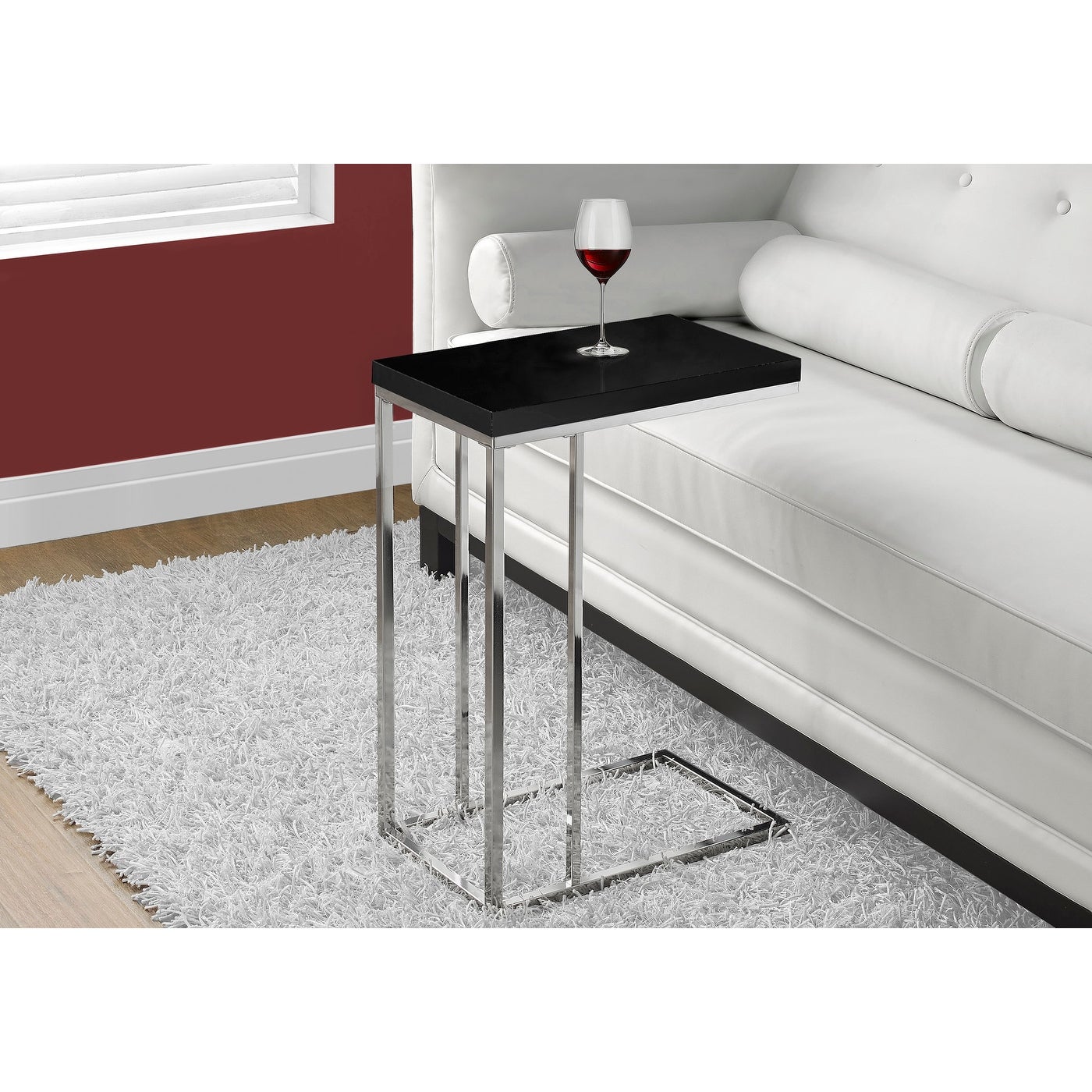 Glossy Black With Chrome Metal Accent Table - 10.25 In. L X 18.25 In. W X 25.25 In. H