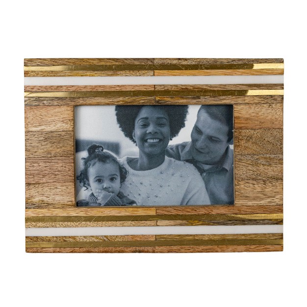 Gold Metal amp White Resin Strip 4x6 Photo Frame Foreside Home amp Garden