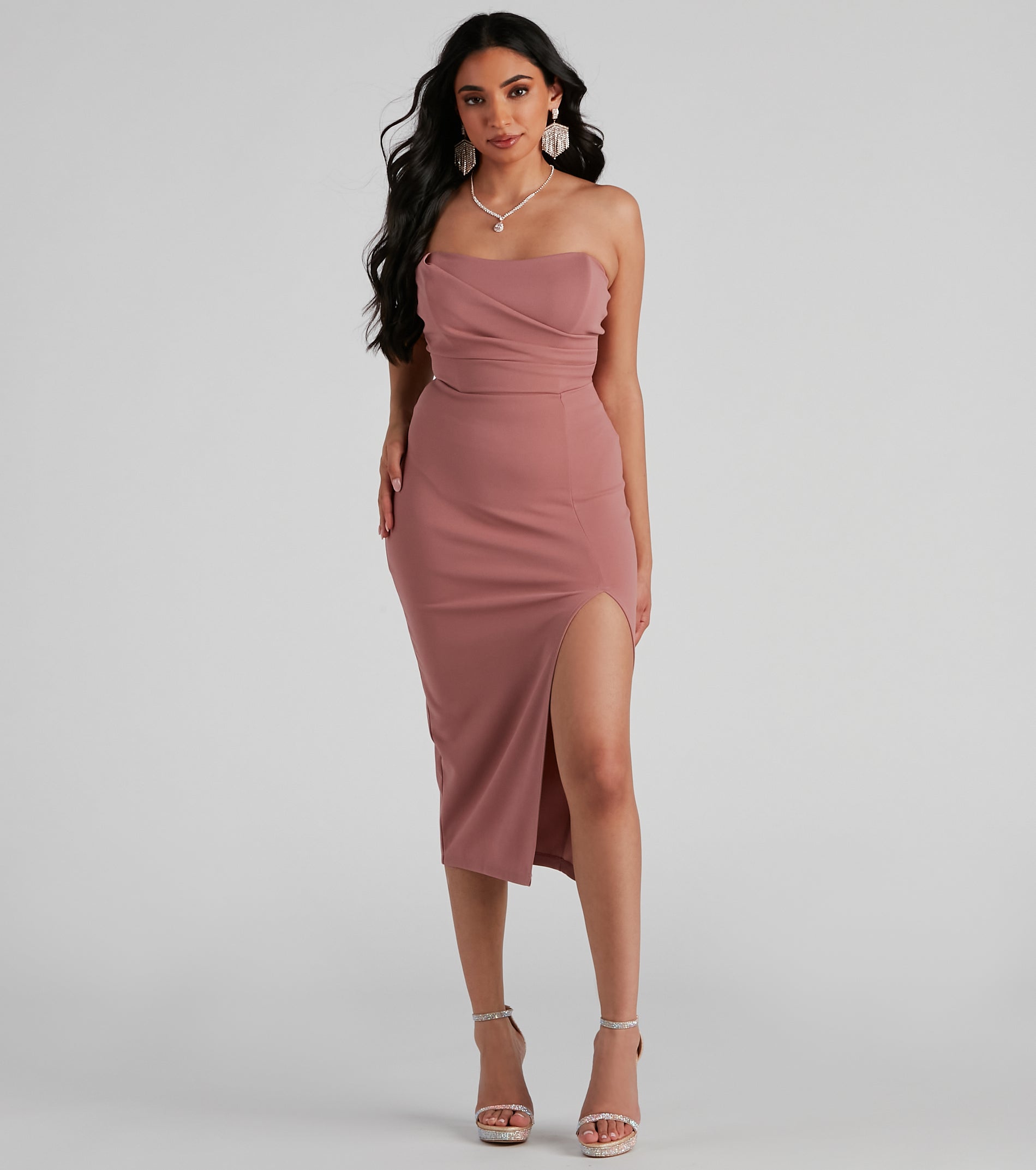 Zadie Formal High-Slit Midi Dress