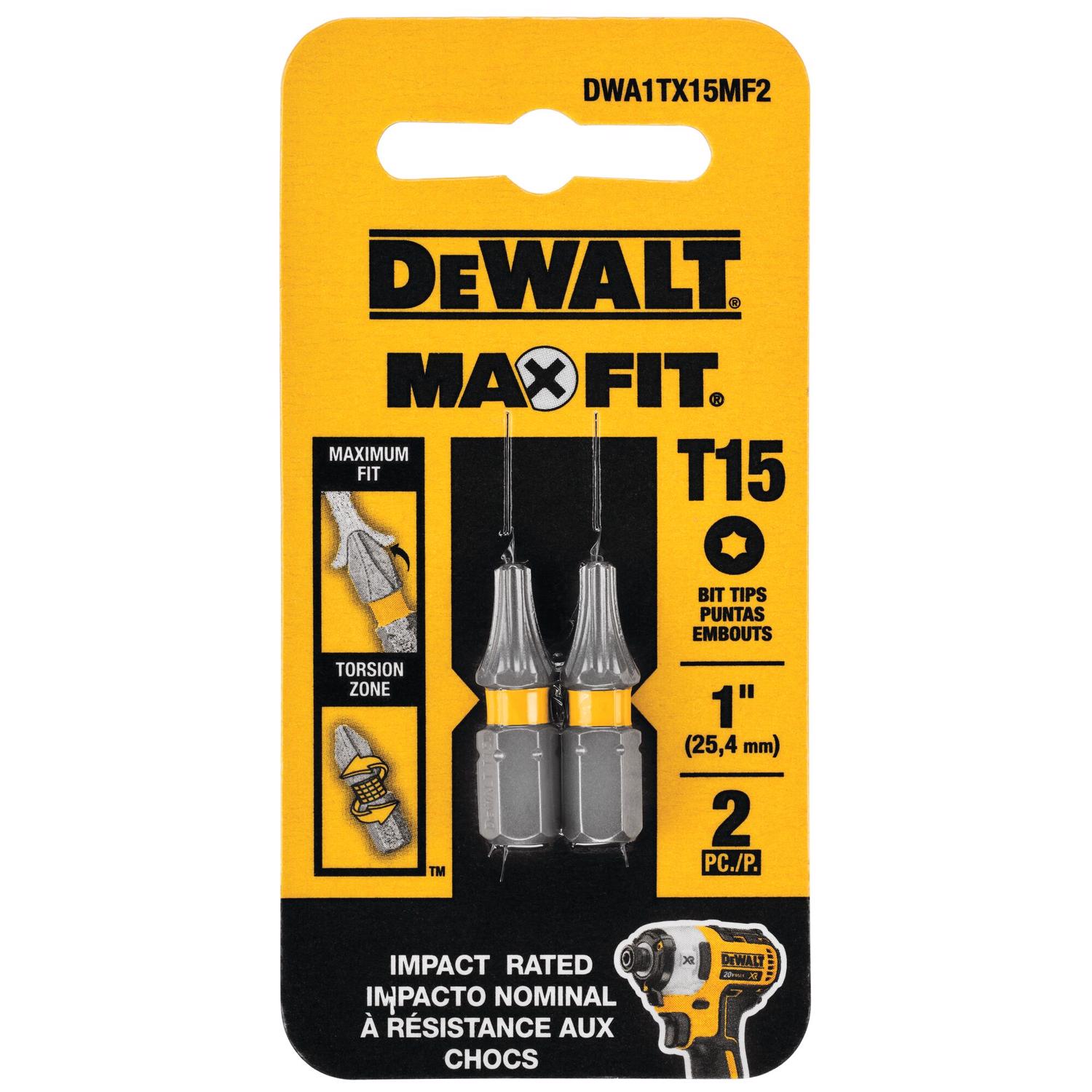 DW Max Fit Torx #15 X 1 in. L Screwdriver Bit Set Steel 2 pk