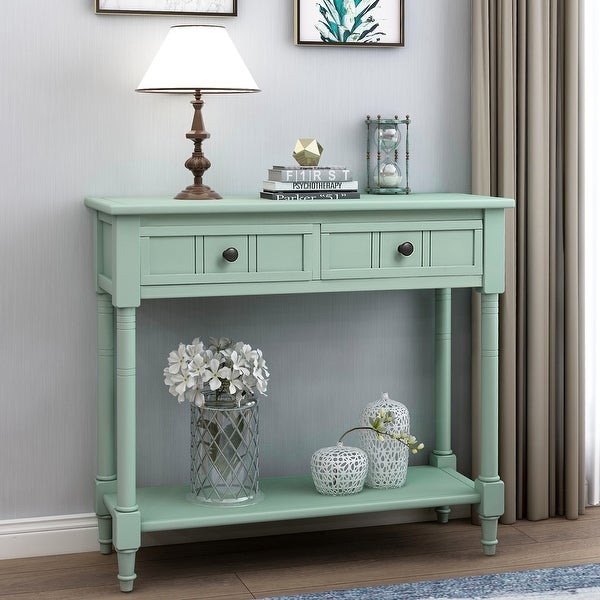 Console Table Traditional Design with Two Drawers and Bottom Shelf