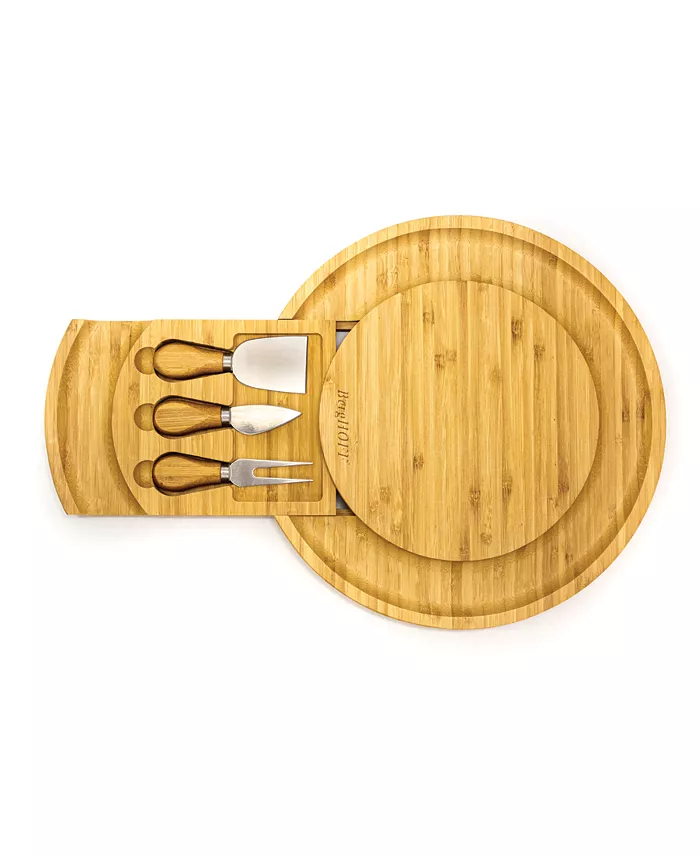 BergHOFF Bamboo Multi-Level Cheese Board Set with 3 Tools， 6 Piece