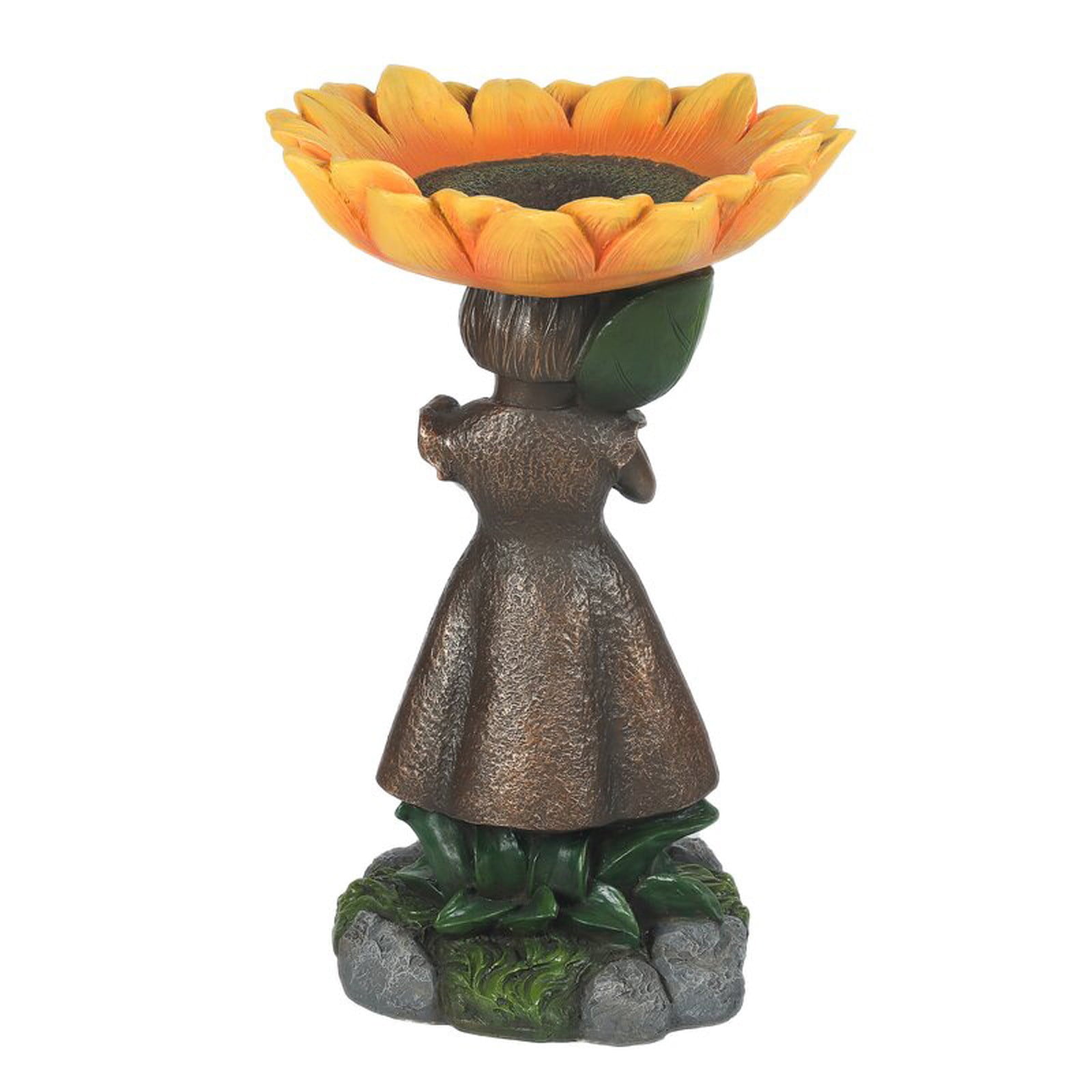 Clearance Sale Mijaution Beautiful Sunflower Bird Bath Brown Pedestal Handmade for Outdoor