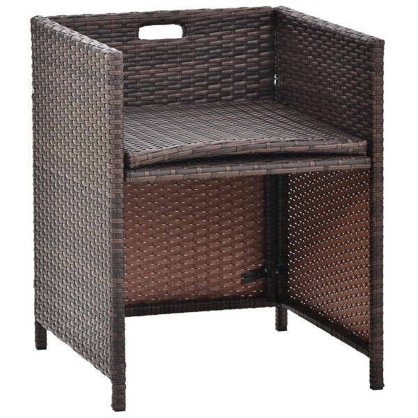 11 Piece Cushioned PE Rattan Wicker Dining Set - Overstock - 35733779