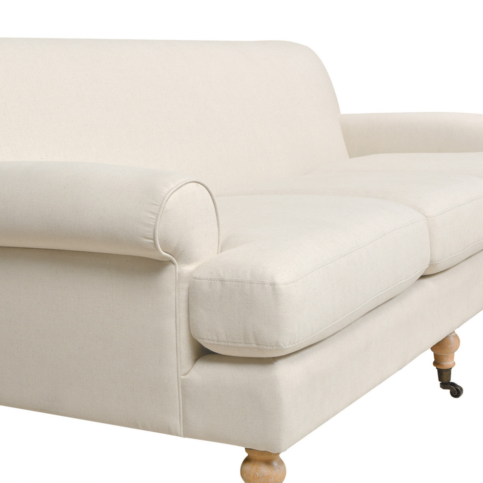 Alana 88 quotL Shape Reversible Sectional Sofa  Light Beige Linen   Traditional   Sectional Sofas   by Jennifer Taylor Home  Houzz