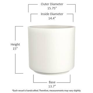 Trendspot 16 in. Matte White Cylinder Ceramic Planter CR11502N-16W