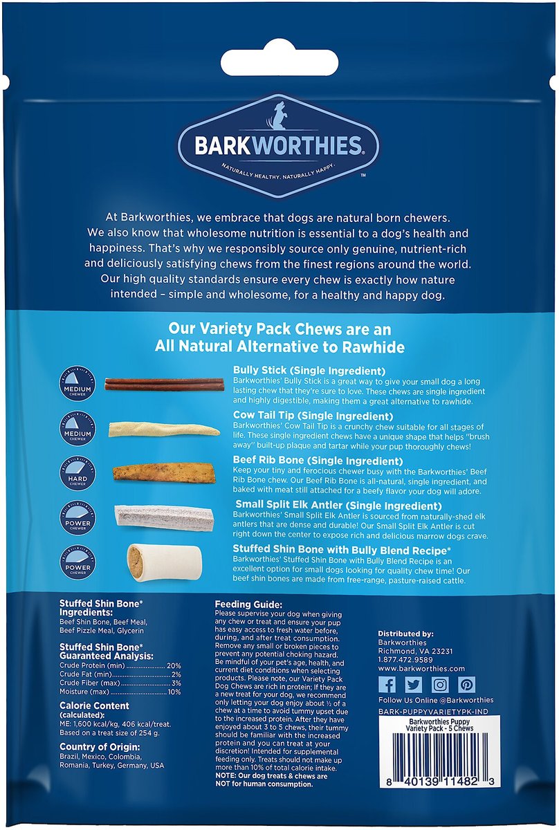 Barkworthies Small Breed Variety Pack Natural Dog Chews