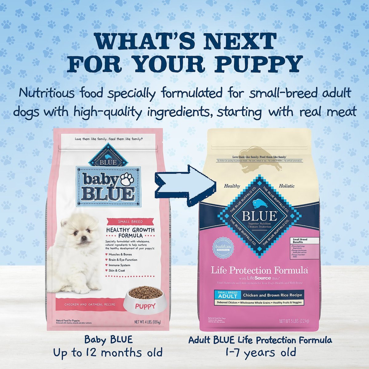 Blue Buffalo Baby Blue Small Breed Healthy Growth Formula Natural Chicken and Oatmeal Rice Recipe Puppy Dry Food， 4-lb bag