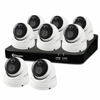 Swann 8-Channel 4K UHD 2TB DVR Security Camera System with 8 Wired Dome Cameras with PIR Motion Sensor SODVK856808D-US