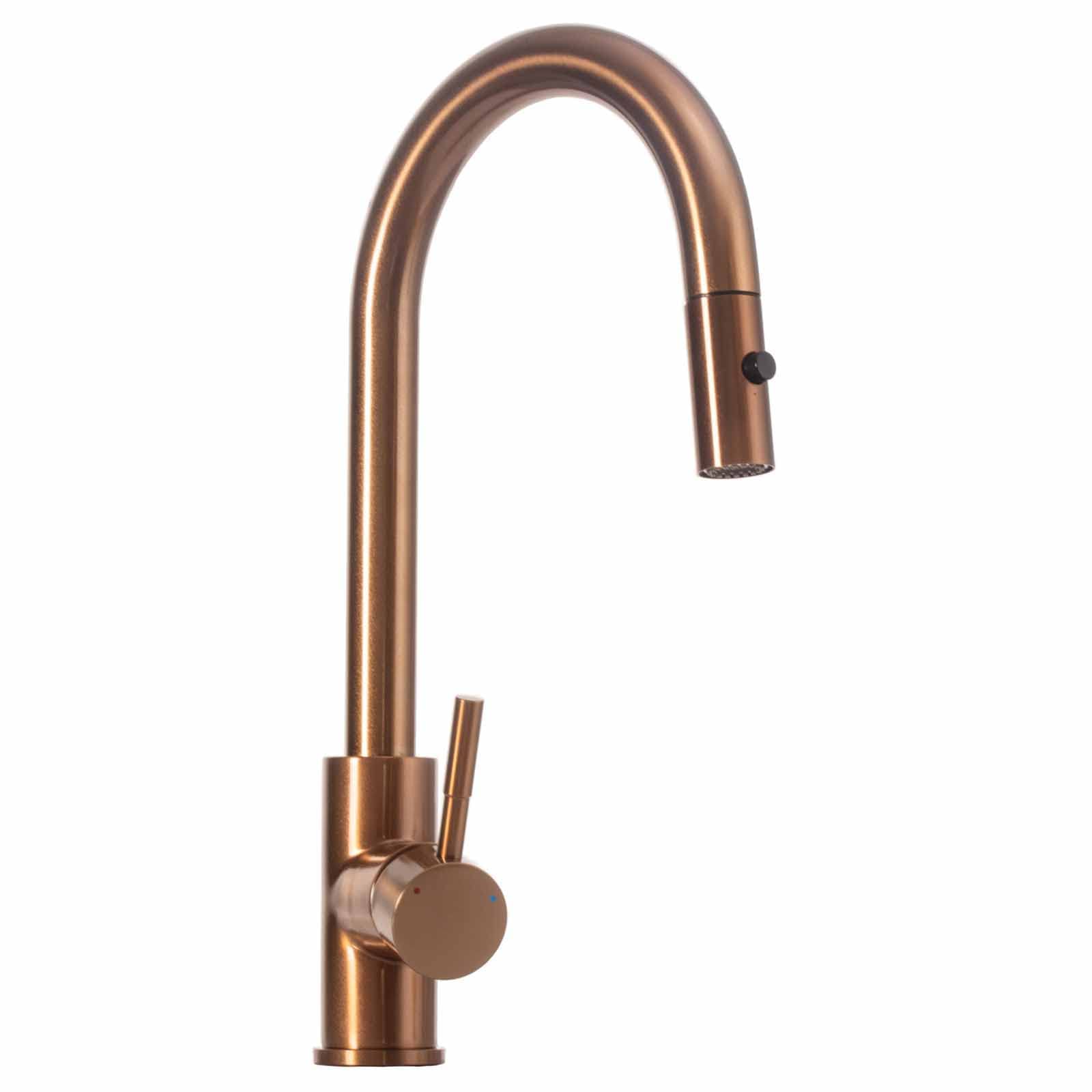 Strictly Kitchen and Bath Pull Down Sprayer Copper Kitchen Faucet with 360° Swivelling Spout， Spray and Stream Modes