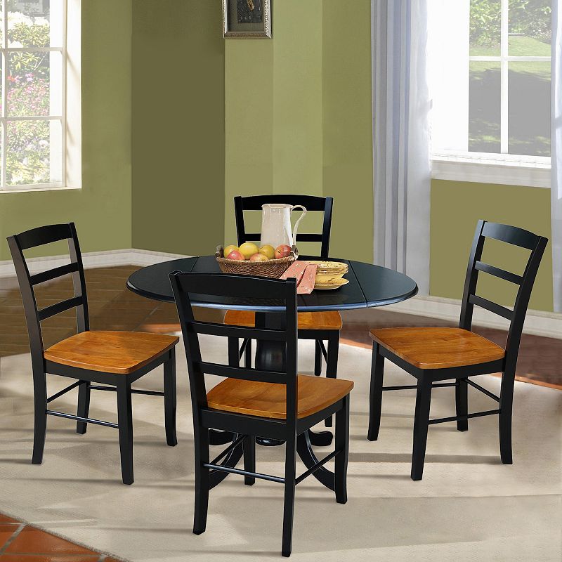 International Concepts Two Tone Drop Leaf Dining Table and Dining Chair 5-piece Set