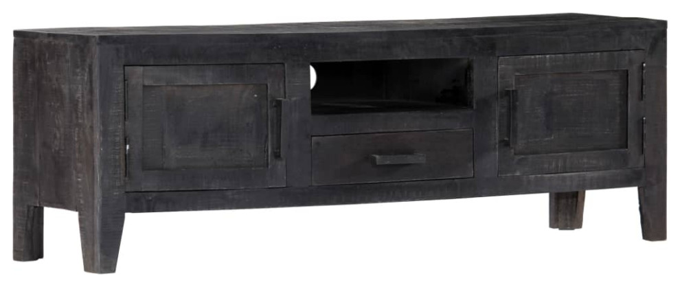 vidaXL TV Stand TV Unit Sideboard TV Console Cabinet Black Solid Mango Wood   Transitional   Entertainment Centers And Tv Stands   by VirVentures  Houzz