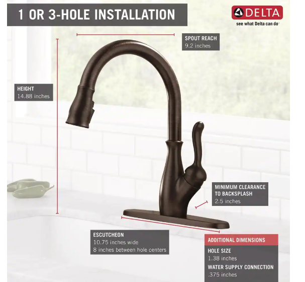 Delta Leland Single-Handle Pull-Down Sprayer Kitchen Faucet with ShieldSpray in Venetian Bronze