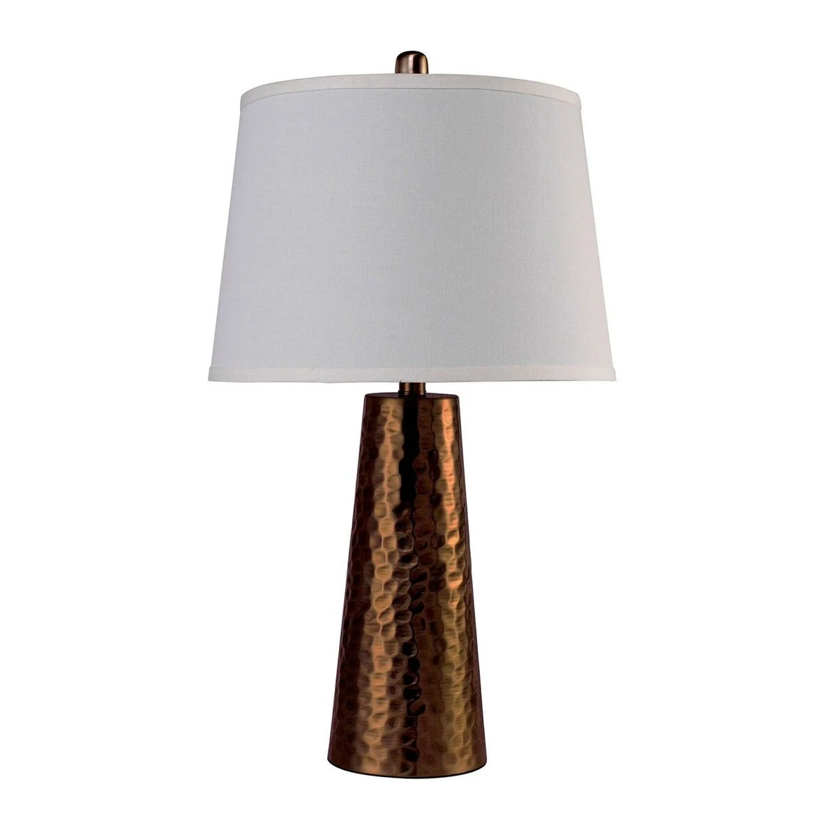 Contemporary Table Lamp with Flared Base and Hammered Pattern， Antique Gold - 26 H x 12.5 W x 12.5L Inches