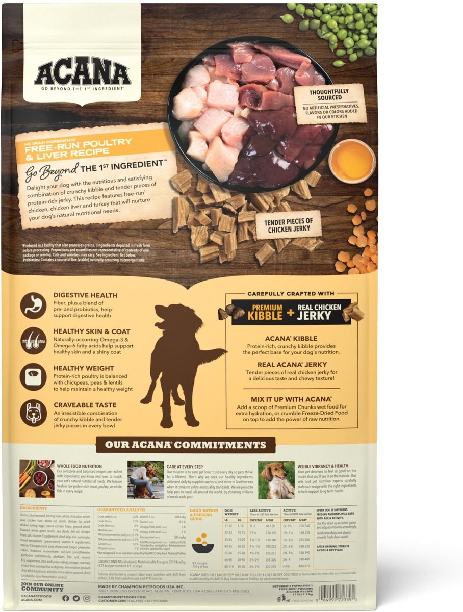 ACANA Butcher’s Favorites Grain-Free Free-Run Poultry and Liver Recipe Dry Dog Food