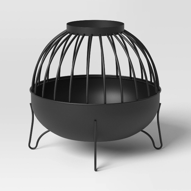 Wood Burning Cutout Round Outdoor Fire Pit Black